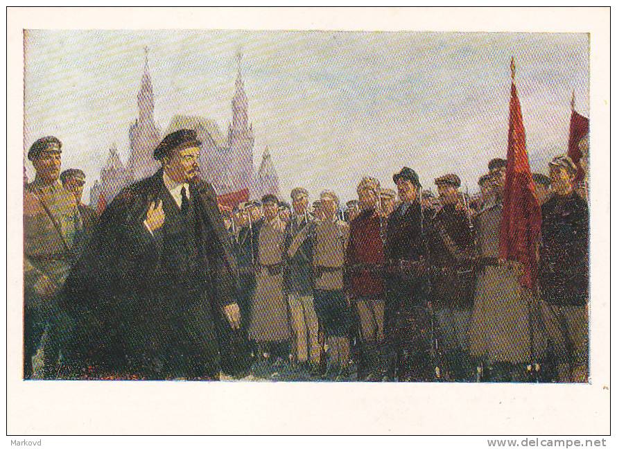 LENIN Lenin Was A Parade Of Universal Education  Old USSR Postcard - Personajes Históricos