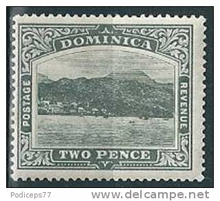Dominica  1908/21  Hafen Von Roseau  2 P  Grau  Mi-Nr.43  Falz * / MH - Dominica (...-1978)