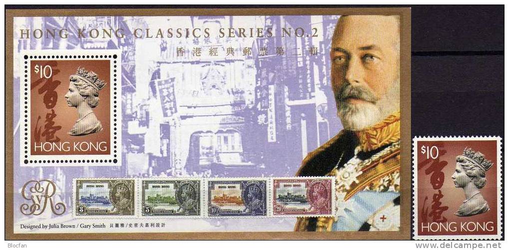 150 years post office 1993 Hongkong 667+ Block 26 ** 20€ Georg V. castl windsor stamp of stamp bloc sheet from HONG KONG