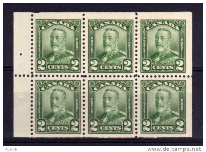 Canada - 1928 - 2 Cents Booklet Pane - MH - Unused Stamps