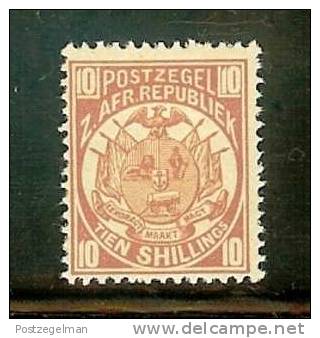 ZUID AFRIKAANSE REPUBLIEK  1885 Mint Hinged Stamp(s) "Vurtheim" 10sh Reddish Brown Sacc Nr. 23 - Transvaal (1870-1909)