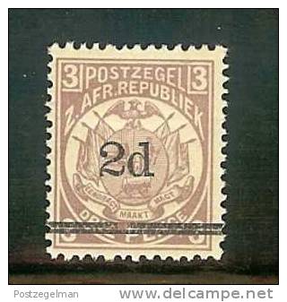 ZUID AFRIKAANSE REPUBLIEK  1885 Mint Hinged Stamp(s) 2d Overprint On 3d Lilac Sacc Nr. 199 - Transvaal (1870-1909)