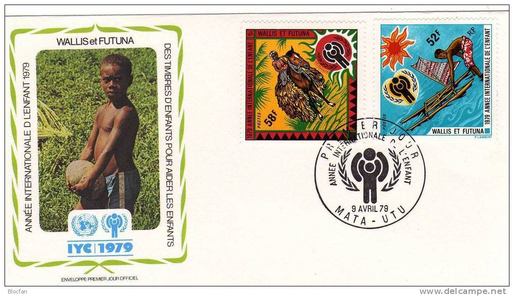 UNO Jahr Des Kindes 1979 Auf Boot Und Pferd Wallis + Futuna 337/8 Auf FDC 10€ UNESCO Cover From Oceanien - FDC