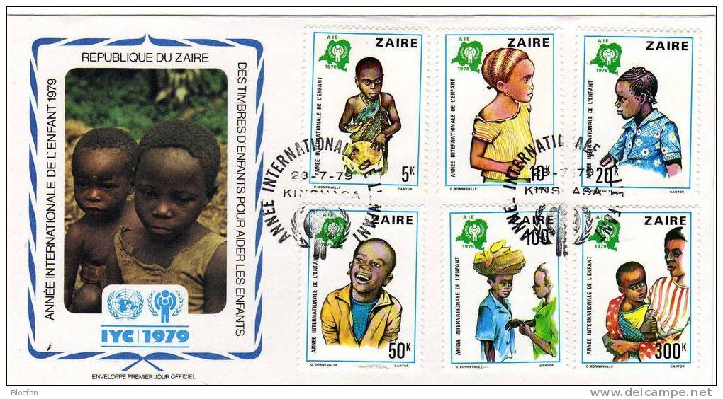 UNO Jahr Des Kindes 1979 Kongo Zaire 613/8+Block 29 Auf 2FDC 43€ Kinder UNESCO Bloque Ss Sheet Cover Bf Childrens Africa - 1971-1979