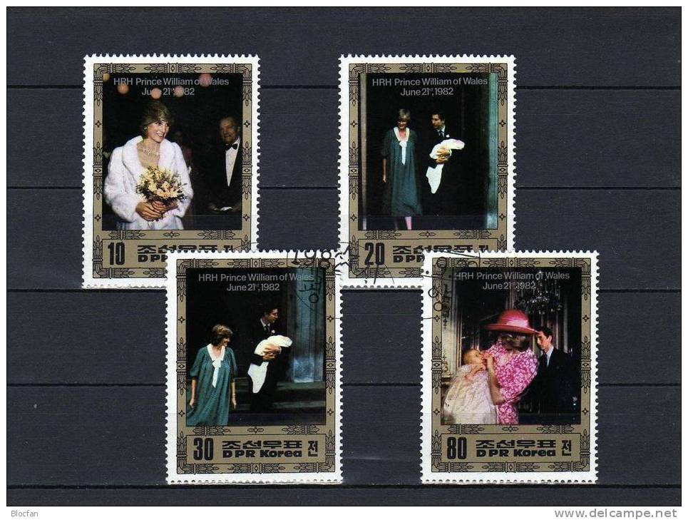 Lady Di Mit Prinz William 1982 Korea 2283/6 Plus 4-Block O 15€ Zur Geburt Des Prinzen Bloc Sheetfrom Corea - Muttertag