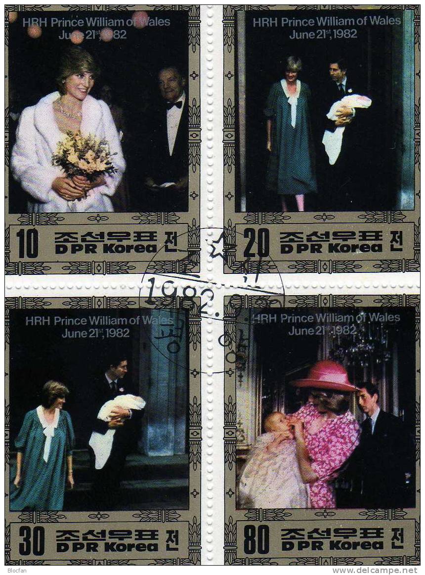Lady Di Mit Prinz William 1982 Korea 2283/6 Plus 4-Block O 15€ Zur Geburt Des Prinzen Bloc Sheetfrom Corea - Mother's Day