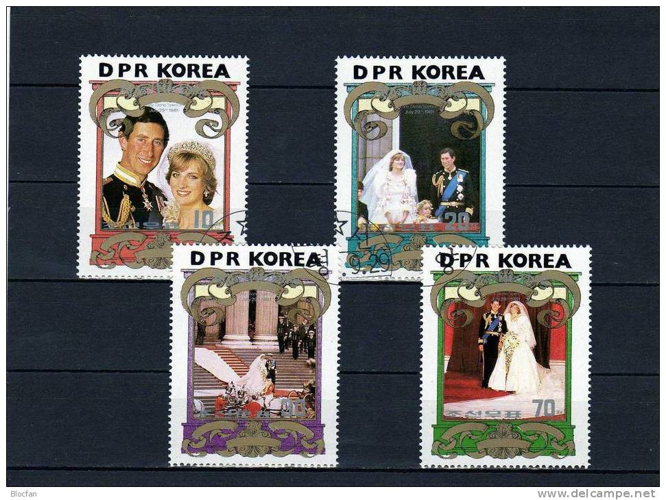 Feier Lady Di `s Und Prinz Charles Korea 2173/6+ 4-Block O 12€ Hochzeit Des Prinzen Und Diana Spencer Sheet From Corea - Christianisme