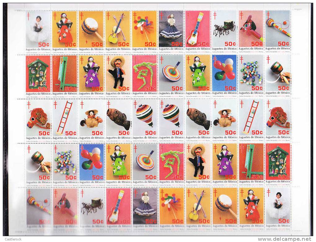 O)MEXICO 2001 TB SEALS TUBERCULOSIS FULLSHEET MEXICAN TOYS - Mexico