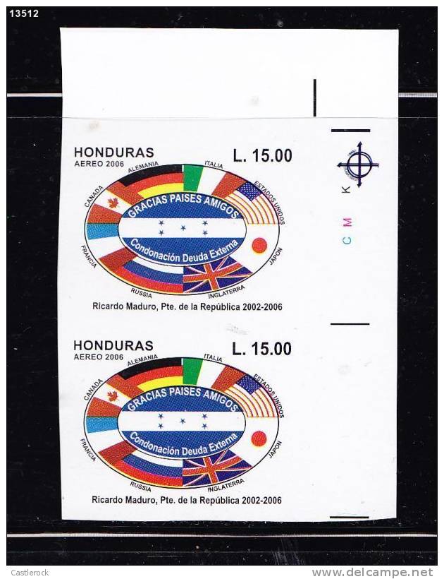 T)2006,HONDURAS, IMPERFORATE STAMPS,CONDONACION DEUDA EXTERNA,FLAGS,WITH BORDER SHEET.- - Honduras
