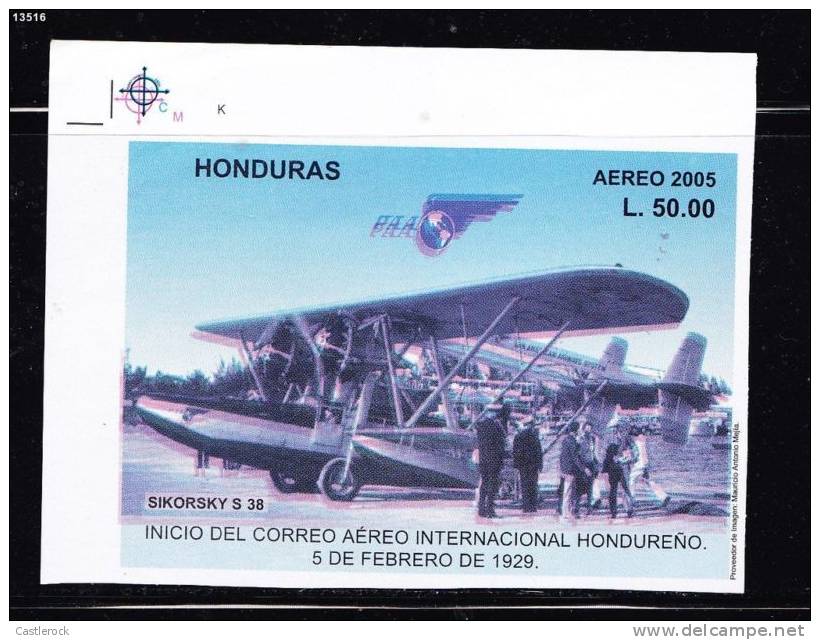T)2005,HONDURAS,S/SHEET,IMPERFORATE,AIR PLANE / OPENING OF THE INTERNATIONAL AIR MAIL HONDURAN,5th FEBRUARY 1929 - Honduras