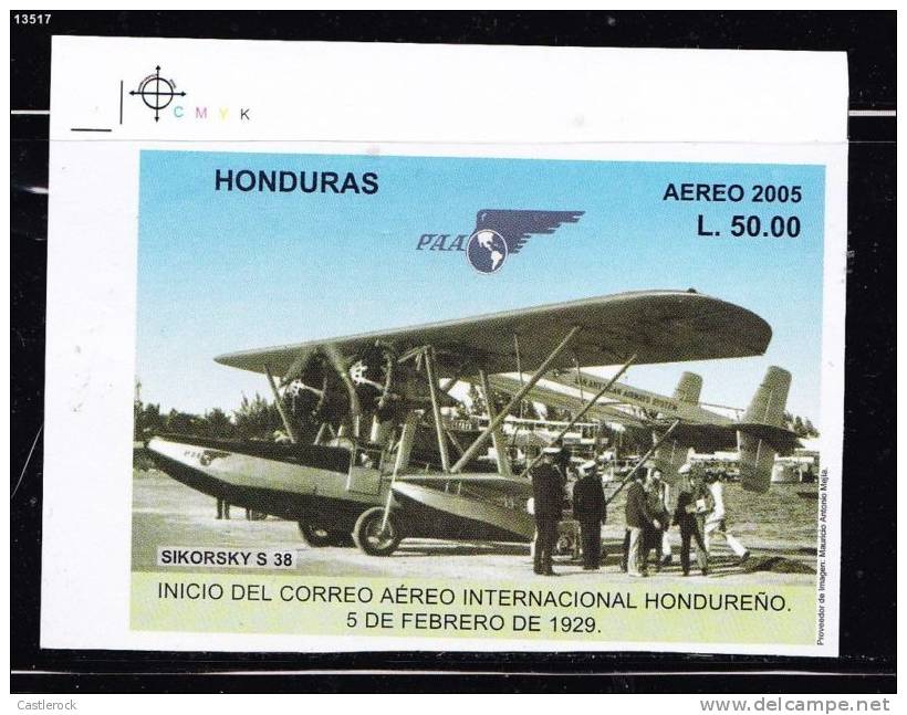 T)2005,HONDURAS,S/SHEET,IMPERFORATE,AIR PLANE / OPENING OF THE INTERNATIONAL AIR MAIL HONDURAN,5th FEBRUARY 1929 - Honduras