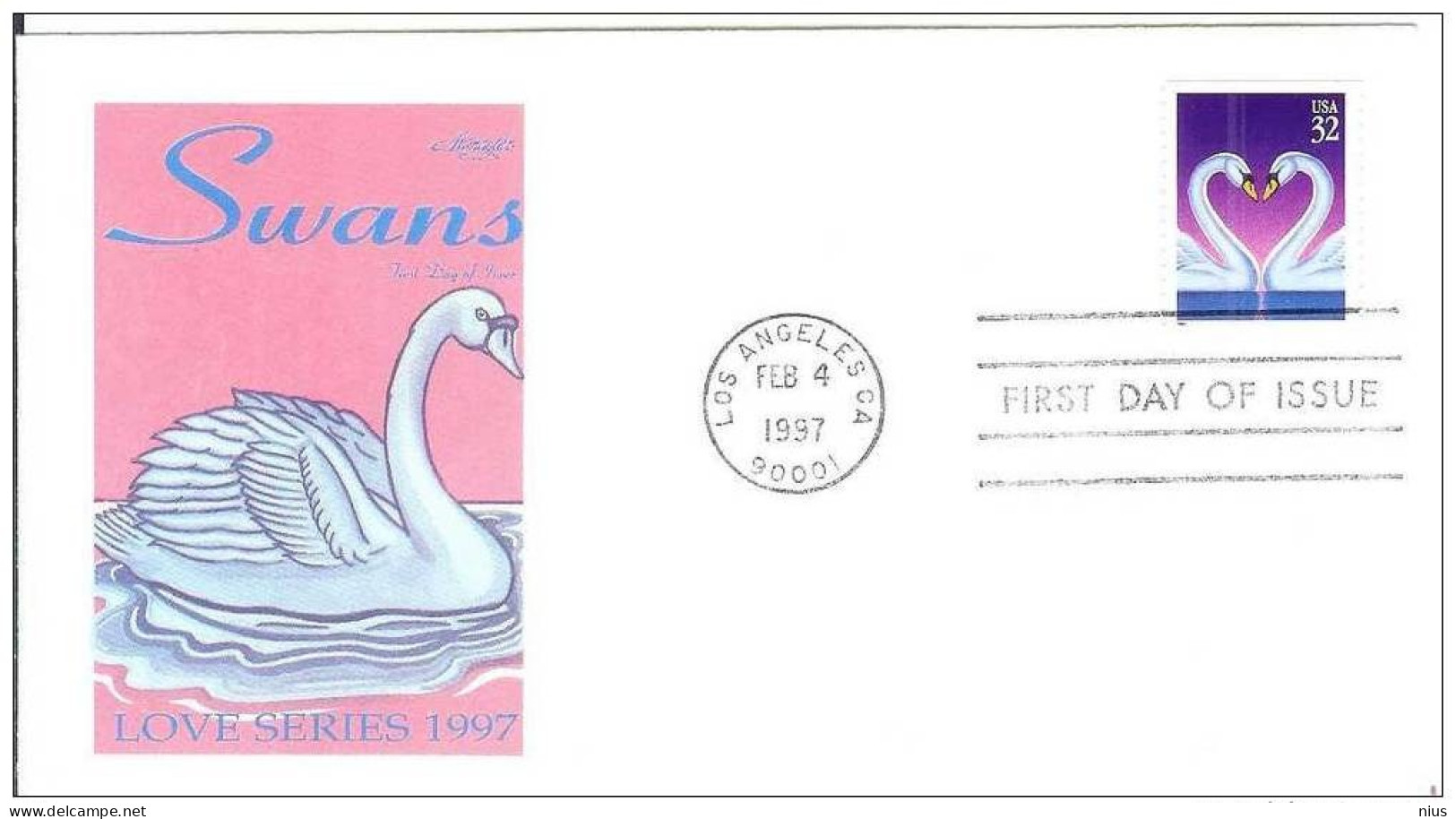 USA United States 1997 FDC Swan Swans Bird Birds Fauna - 1991-2000