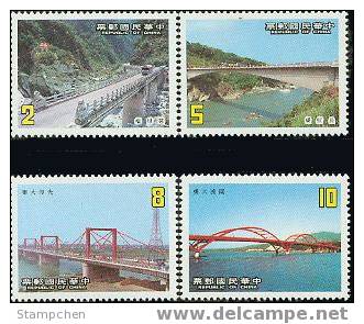 1986 Taiwan Bridge Stamps Boating Rafting Architecture River Scenery - Rafting