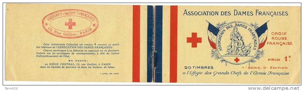 REF LKR2 - CARNET DE 20 TIMBRES ASSOCIATION DES DAMES FRANCAISES - Red Cross