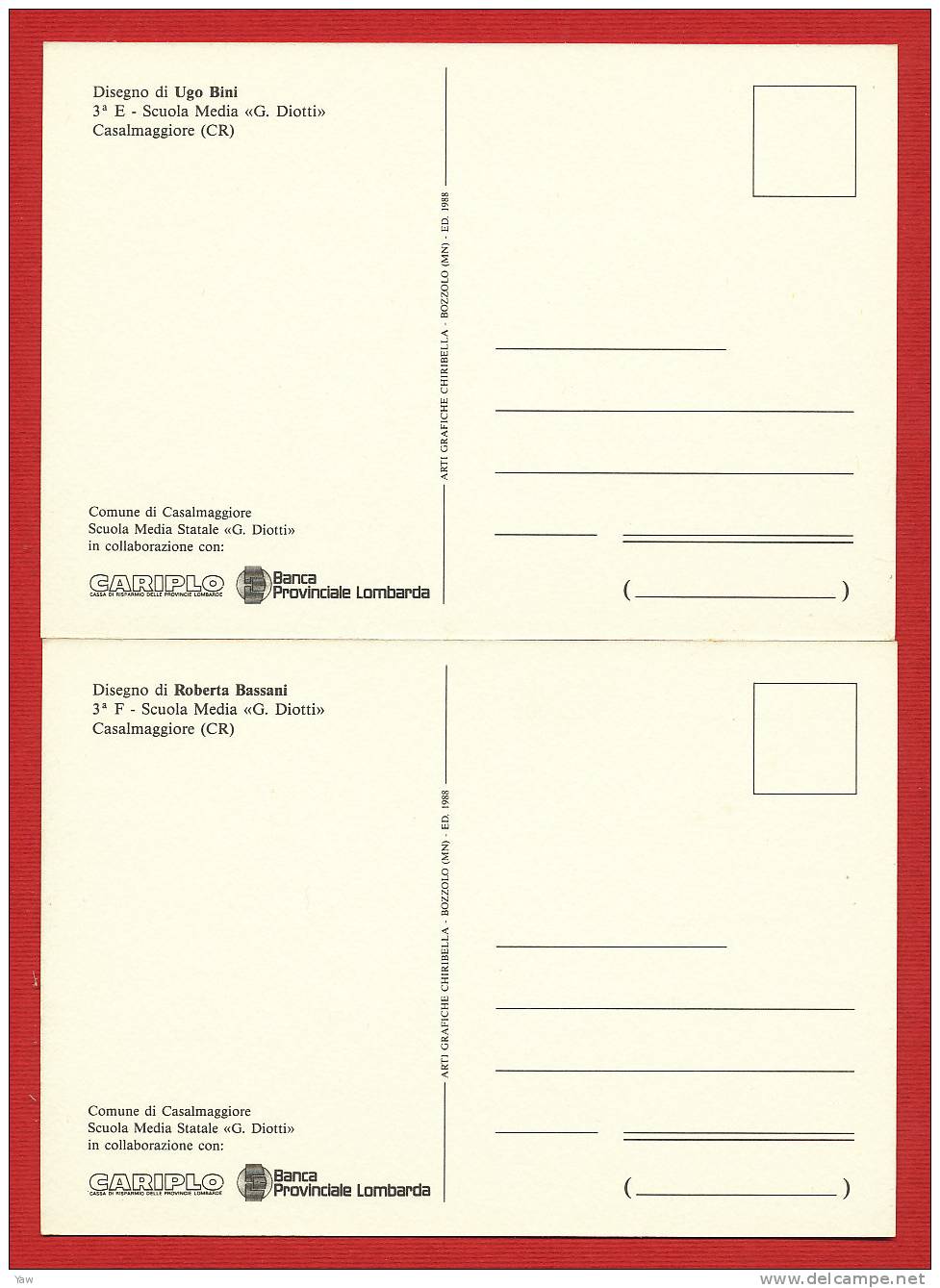 ITALIA 1988~ CASALMAGGIORE 13 DISEGNI DEGLI ALUNNI DELLA SCUOLA MEDIA G. DIOTTI - Cremona