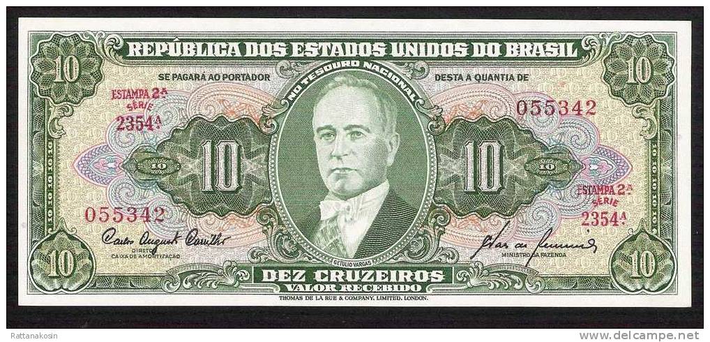 BRAZIL BRESIL  P159f  10   CRUZEIROS  1960    UNC. - Brésil