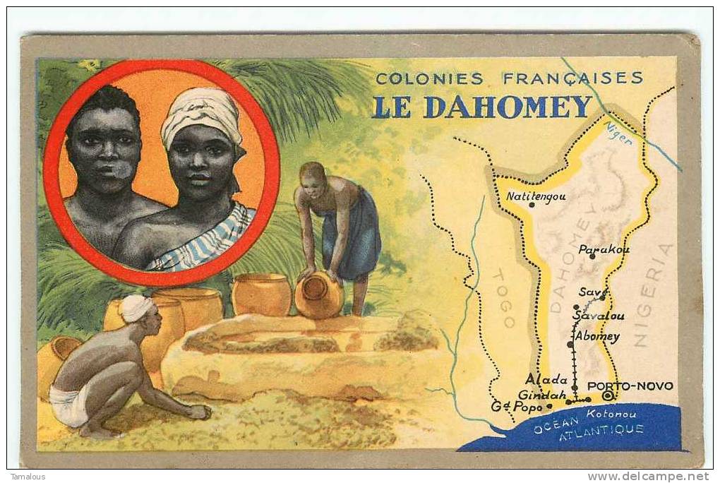 AFRIQUE - LE DAHOMEY - CARTE GEOGRAPHIQUE Avec DESCRIPTION Et HISTOIRE Du PAYS - 2 Scans - Dahomey