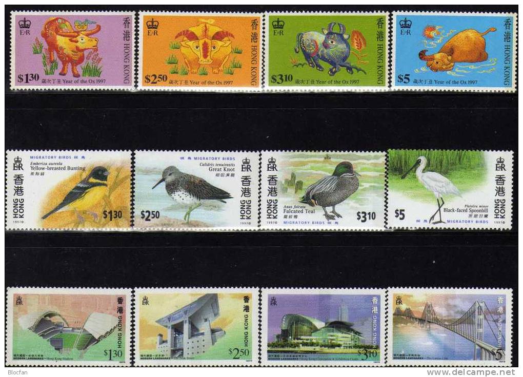 Set Jahr Des Ochsen Zugvögel Brücke Hongkong 785/8,811/4+815/8 ** 12€ Birds Embroidery Architecture Sheet From HONG KONG - Unused Stamps
