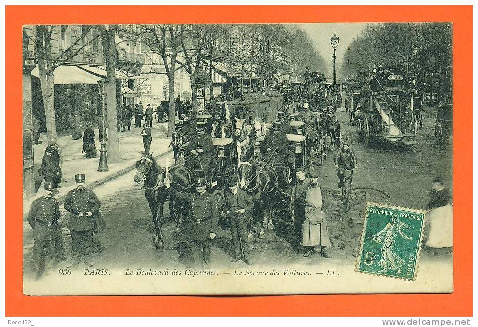 Dpt   75   Paris   "   Le Boulevard Des Capucins - Le Service Des Voitures  " Attelages Gros Plan - Nahverkehr, Oberirdisch