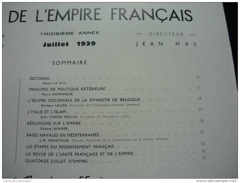 REVUE DE L EMPIRE FRANCAIS   janvier 1938 + février & juillet 1939