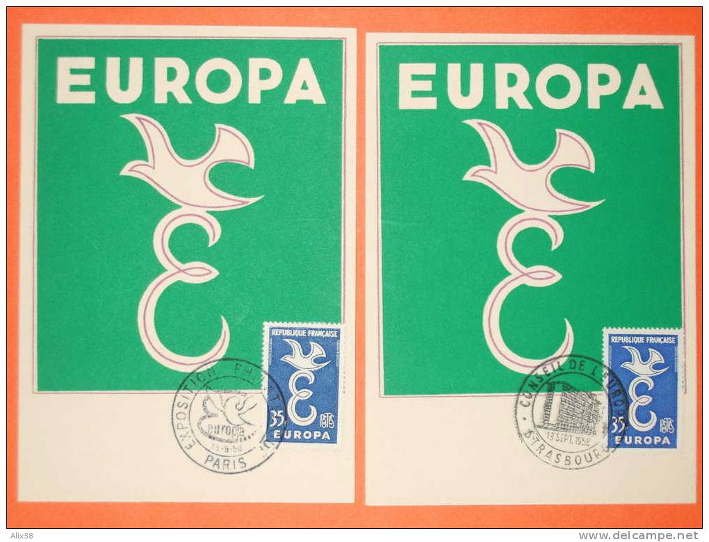 CARTE MAXIMA 1958-N°1173/74 Europa Sur 4 Cartes FDC 1er Jour.  Superbe - 1958