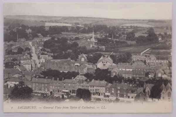 UK / ENGLAND - SALISBURY - General View From Spire Of Cathedral  Old Postcard Ca 1900s-1920s - Salisbury