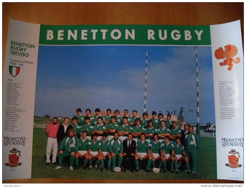 Manifesto Rugby Formazione Benetton Treviso 1988/1989 - Rugby