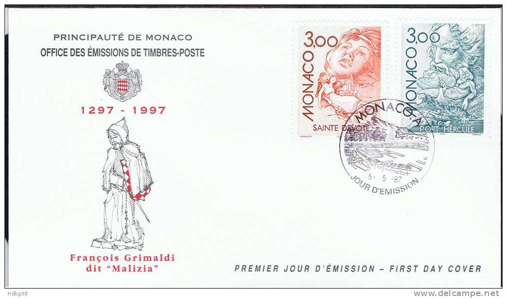 MC+ Monaco 1997 Mi 2355-56 FDC EUROPA: Sagen Und Legenden - Briefe U. Dokumente