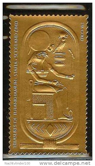 Mzm030 CINDERELLA KUNST CULTUUR TOETANCHAMON 23K GOLDEN STAMP TUTENKHAMUN VALK FALCON ART STAFFA SCOTLAND 1981 PF/MNH - Cinderellas