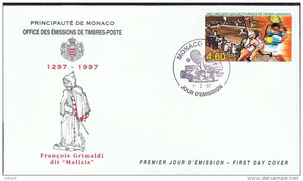 MC+ Monaco 1997 Mi 2362 FDC Tennisturnier - Lettres & Documents