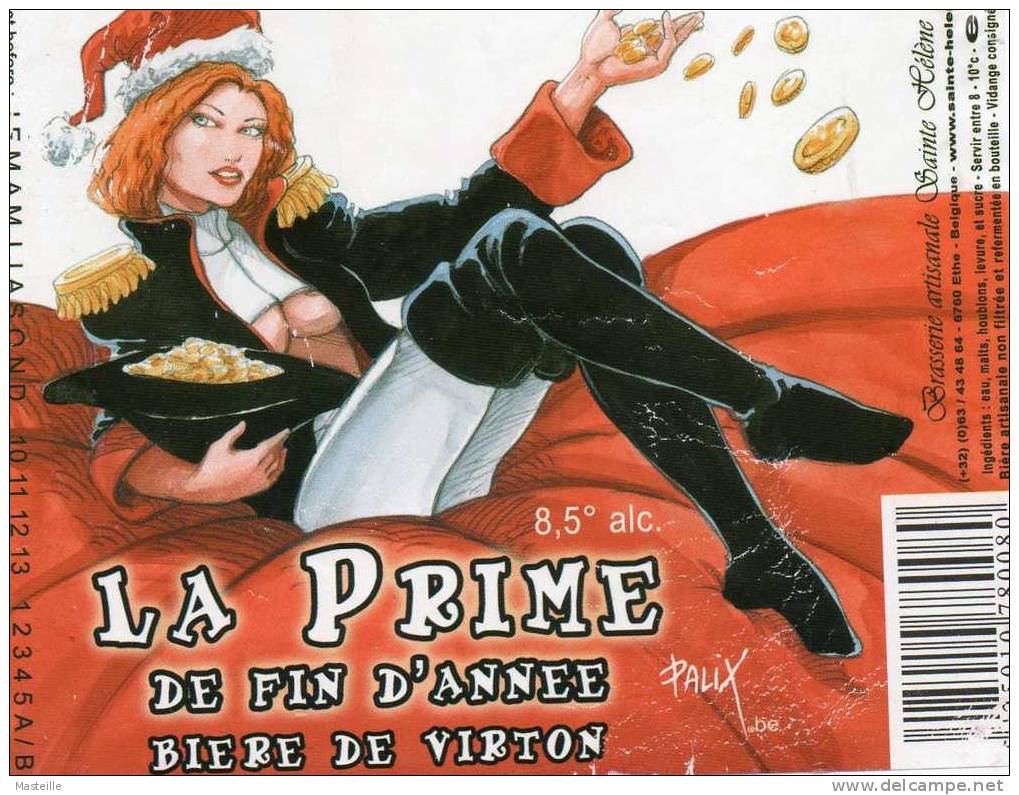 Etiquette Bière La Prime De Fin D'année 75 Cl Brasserie Sainte-Hélène Ethe Virton Etiket Ale Label - Bier
