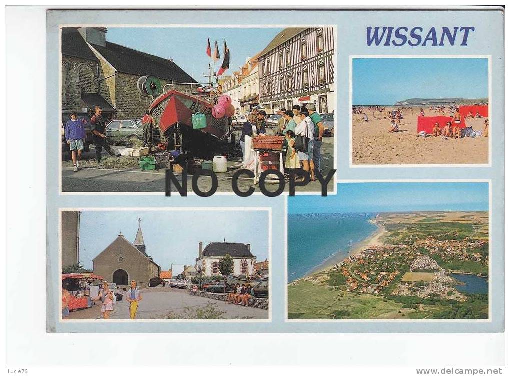 WISSANT -  4 Vues  : Vue Générale, Plage, Et Le Cap Blanc Nez,Eglise Et La Mairie, Vente De Poisson, Place De L' Eglise - Wissant