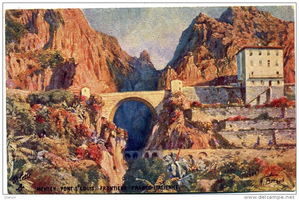 Cpa  N Beraud Oilette Menton Pont St Louis Frontiere Franco Italienne Carte Tuck - Beraud