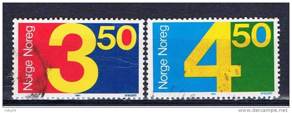 N Norwegen 1987 Mi 961-62 Ziffernmarken - Used Stamps