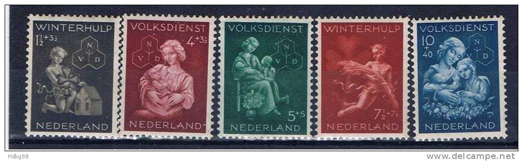 NL+ Niederlande 1944 Mi 423-27 Mnh Winterhilfe - Unused Stamps