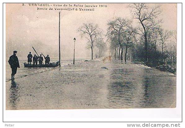 VERNEUIL - Crue De La Seine Janvier 1910 - Route De Vernouillet à Verneuil - Verneuil Sur Seine