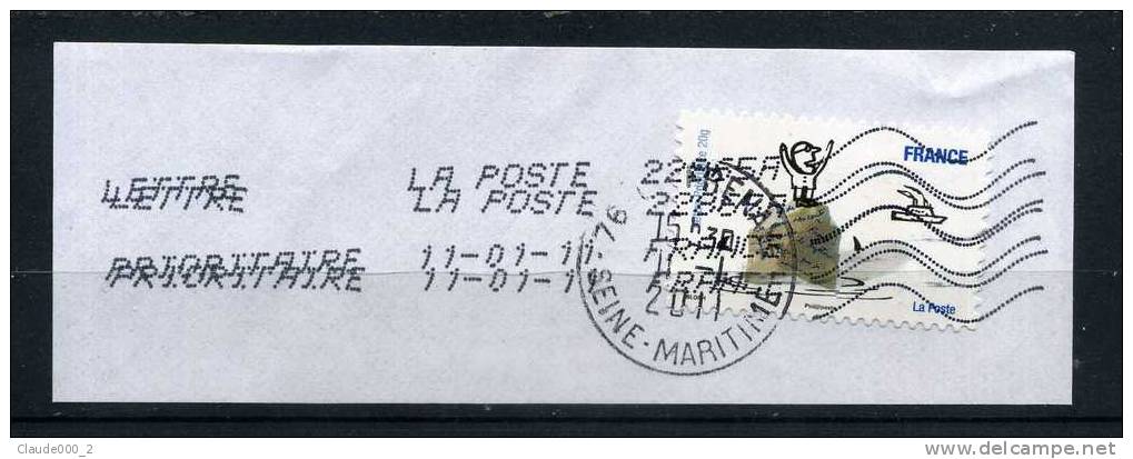SOURIRE OBLITERATION DOUBLE FRAPPE SUR FRAGMENT - Used Stamps