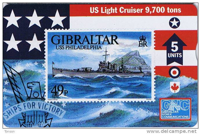 Gibraltar, GIB-58, Warships 1996, USS Philadelphia, 5u. Mint. - Gibraltar