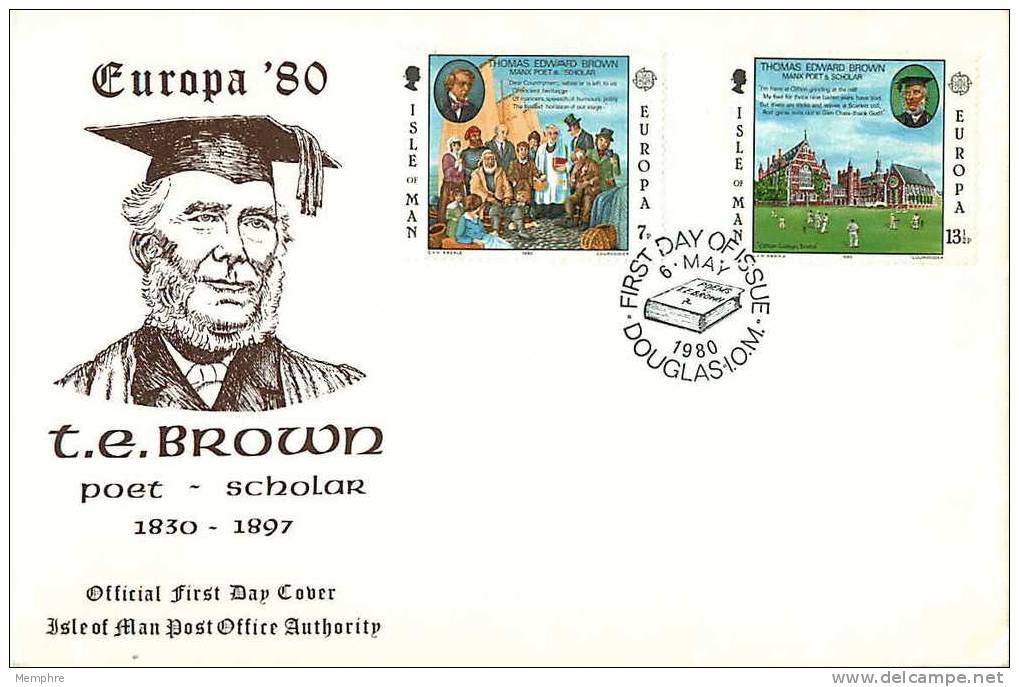 1980  Europa  FDC Non Adressé  T.E. Brown Poète - Isle Of Man