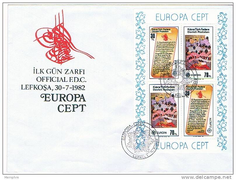 1982  Europa  Bloc Feuillet   Sur FDC Non Adressé - Cartas & Documentos