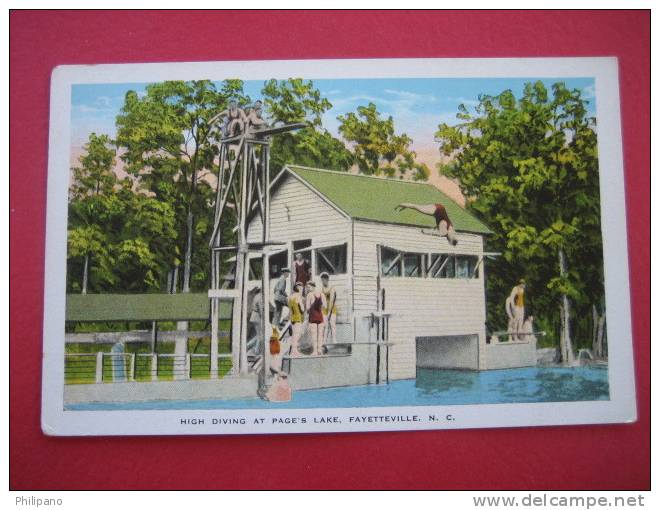 Fayetteville NC  High Diving At Page's Lake         Vintage Border     -----(ref 109) - Fayetteville