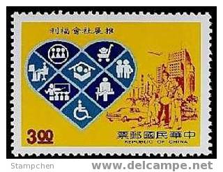 1989 Social Welfare Stamp Computer Wheelchair Plane Taxi Baby Education Heart Love - Handicap