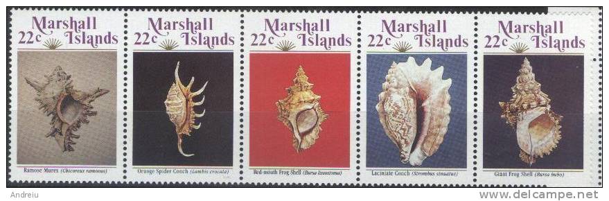 1986 Marshall Islands, Shells, Coquillages, Conchas, SCHNECKE ,Michel 87-91, MNH - Marshallinseln