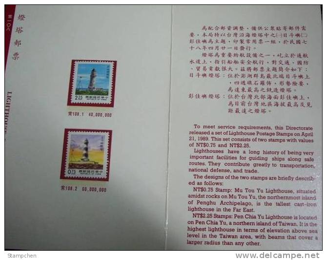 Folder Taiwan 1989 1st Print Lighthouse Stamps 5-1 Relic - Neufs