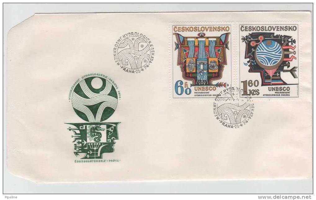 Czechoslovakia FDC 25-4-1974 UNESCO Cmplete Set Of 5 Stamps On 3 Covers With Cachet - FDC