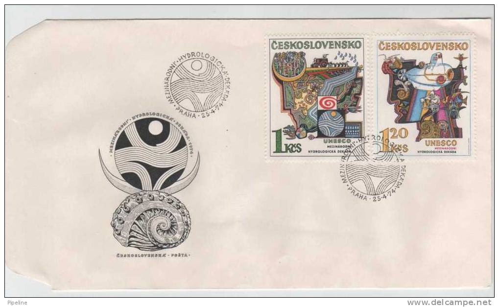 Czechoslovakia FDC 25-4-1974 UNESCO Cmplete Set Of 5 Stamps On 3 Covers With Cachet - FDC