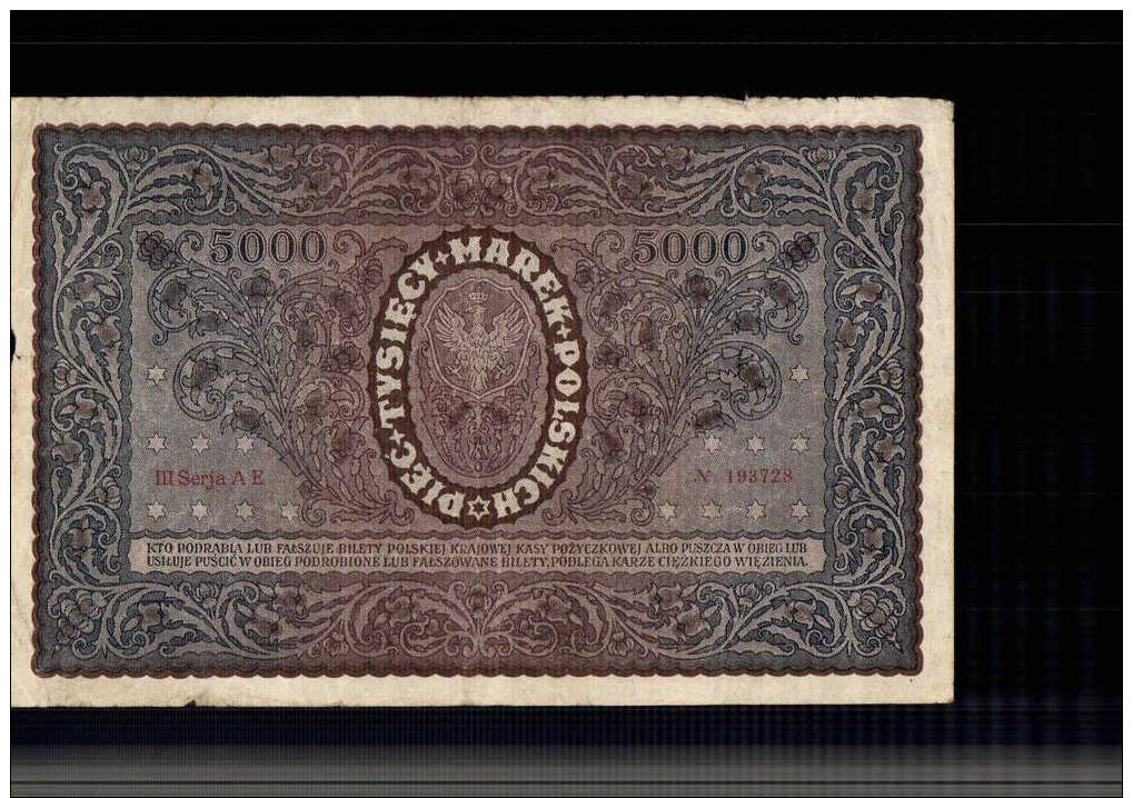 5000 Marek  1920   -   III Serja AE   No : 193728 - Poland