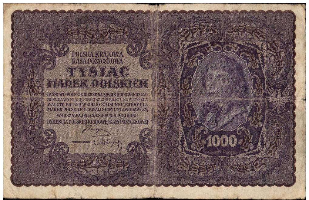 1000 Marek      1919   -     II Serja G        -       No 478571 - Pologne