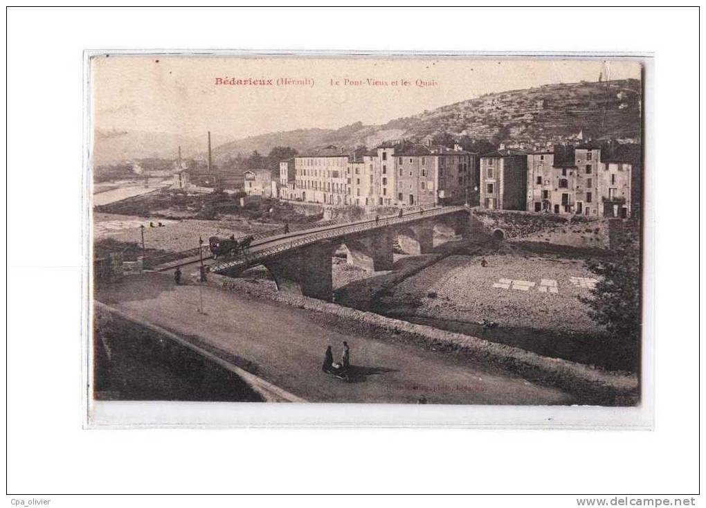 34 BEDARIEUX Pont Vieux, Quais, Vue Générale, Ed Delestaing, 191? - Bedarieux