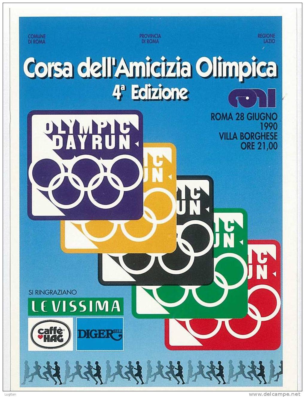 Cartolina: CORSA DELL'AMICIZIA OLIMPICA 4° EDIZIONE - ROMA 28 GIUGNO 1990  - NUOVA - Olympic Games